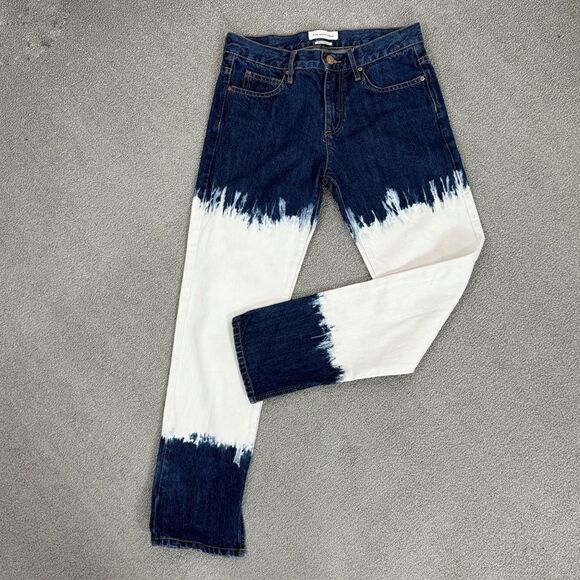 Isabel Marant Etoile Pradley Dip Dye Crop Jeans Colorblock Blue White Size 34 2 - Picture 15 of 15